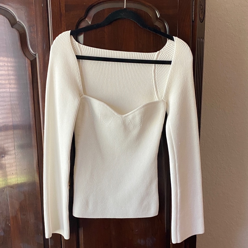 Pixie Market White Ribbed Top - image 1